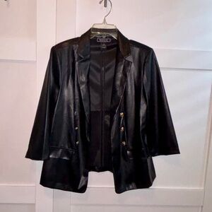 NEW YORK CLOTHING CO. BLACK FAUX LEATHER JACKET size L arge